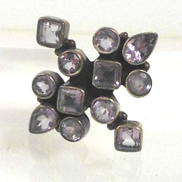 Handcrafted Sterling Silver Ring Vintage Natural Amethyst Size 6 Unique Design - Picture 1 of 9